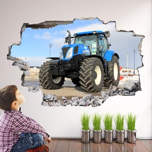 Tractor Wall Decal Sticker | Tractor Wall Mural for Boys Bedroom | Farm Machinery Wall Art - BZ39