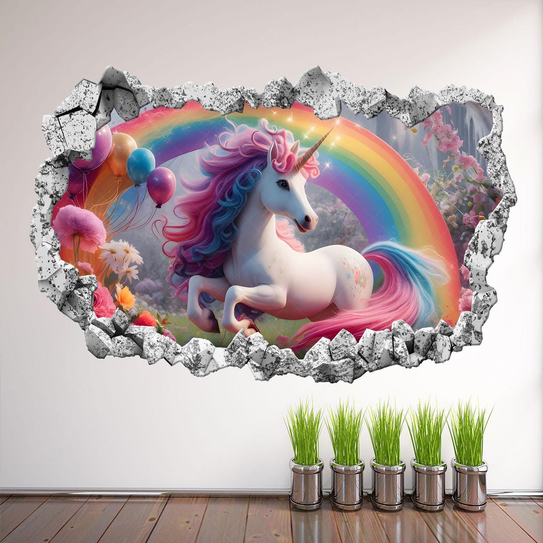 Unicorn Wall Decal Sticker Mural Poster Print Art Kids Girls Bedroom ...