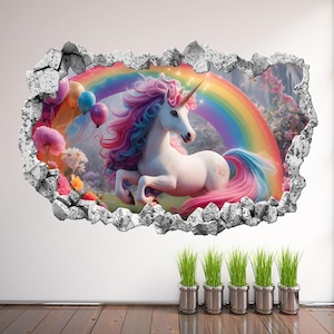 Einhorn Wandtattoo Wandbild Poster Kunst Kinder Mädchen Schlafzimmer Dekor KV3