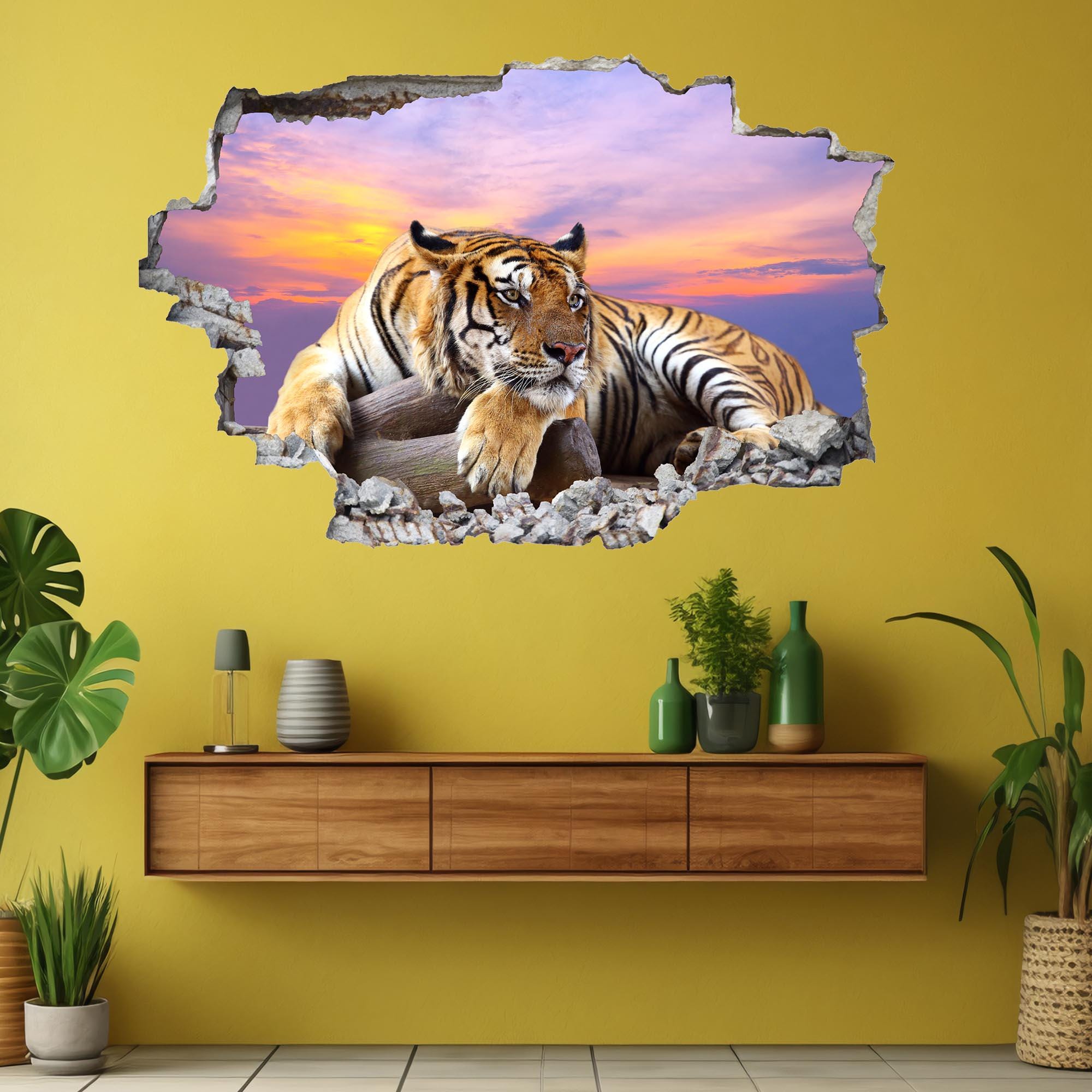 Tiger Wall Decal Sticker Mural Poster Print Art Home Decor Wild Animal ...