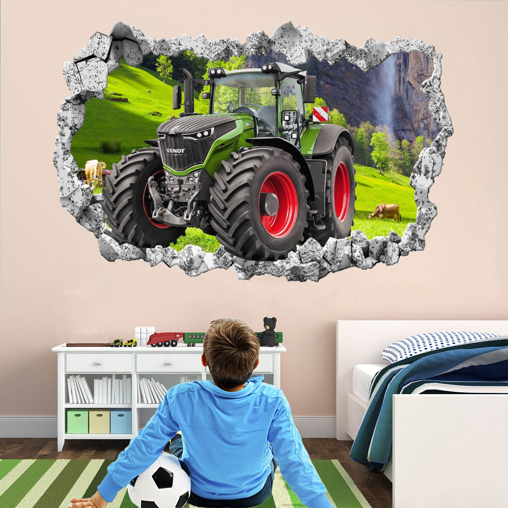 Traktor mit anhänger, heu in einer rolle auf weißem hintergrund. erntezeit.  handgezeichnete vektorillustration für druck, grußkarten, poster, aufkleber,  textil- und saisondesign.