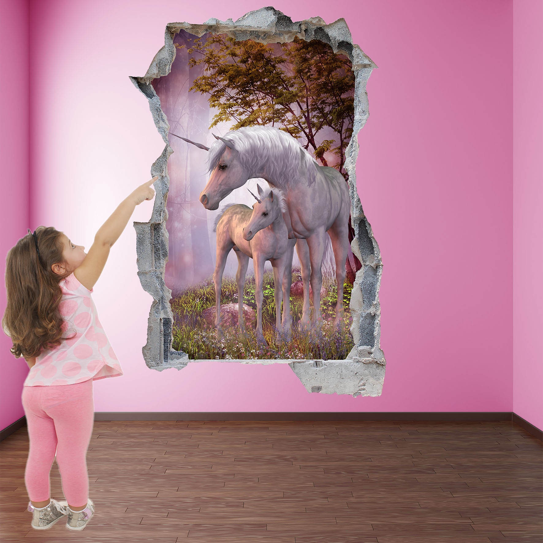 Unicorno Foresta Incantata Fantasia Adesivo Murale Decalcomania Stampa Arte  Bambini Ragazze Camera da letto Decor A2 -  Italia