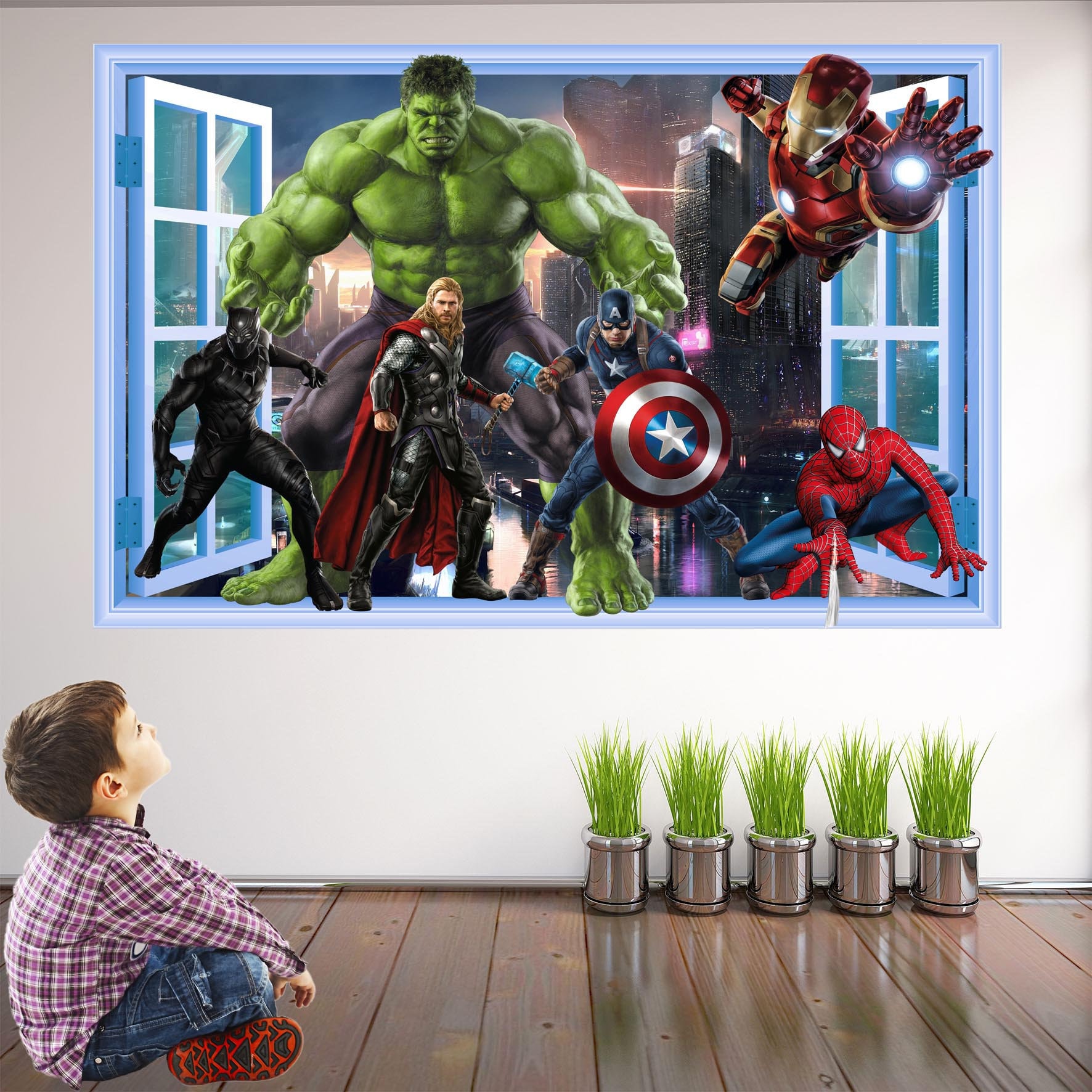 Avengers Superhero Wall Decal Sticker Mural Poster Print Art Etsy UK