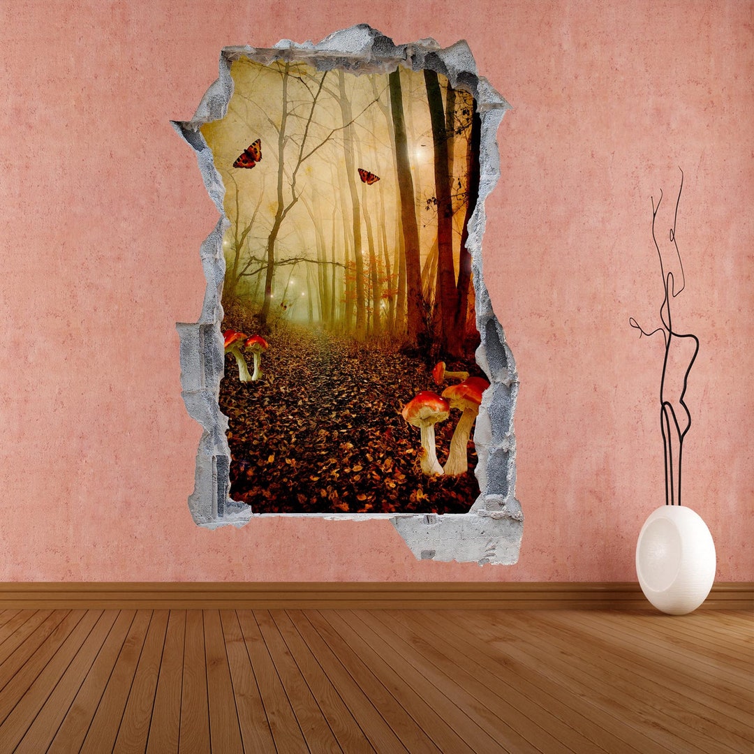 Fairy Trees Mushroom Fantasy Forest Wall Decal Sticker Mural Poster ...