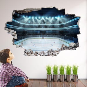 Ice Hockey Wall Sticker for Kids Bedroom | Arena Lights Rink Wall Decal | Sports Mural Art Print - FB6