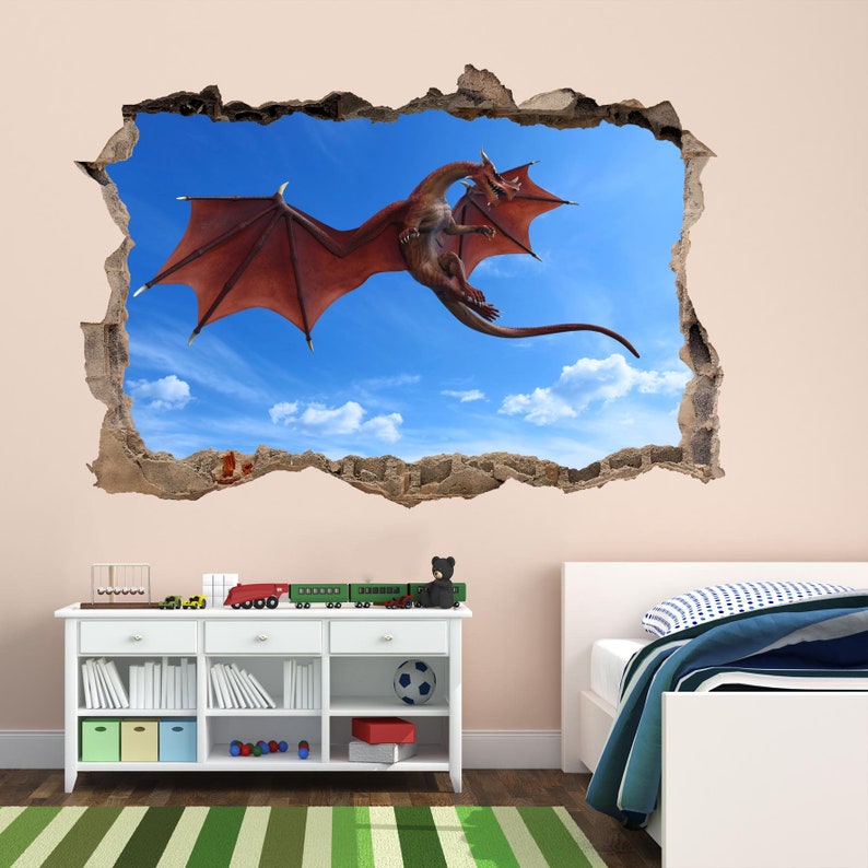 Dragon Fantasy Wall Sticker Mural Decal Print Art Kids Bedroom Decor ...