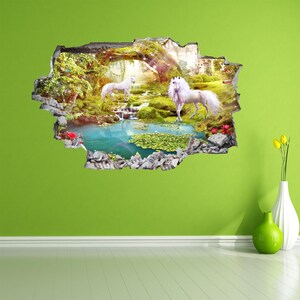 Unicorn Enchanted Forest Fantasy Wall Sticker Mural Decal Print Art ...