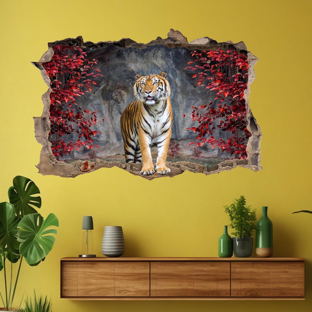 Tiger Flowers Wall Decal Sticker Mural Poster Print Art Home Decor ...