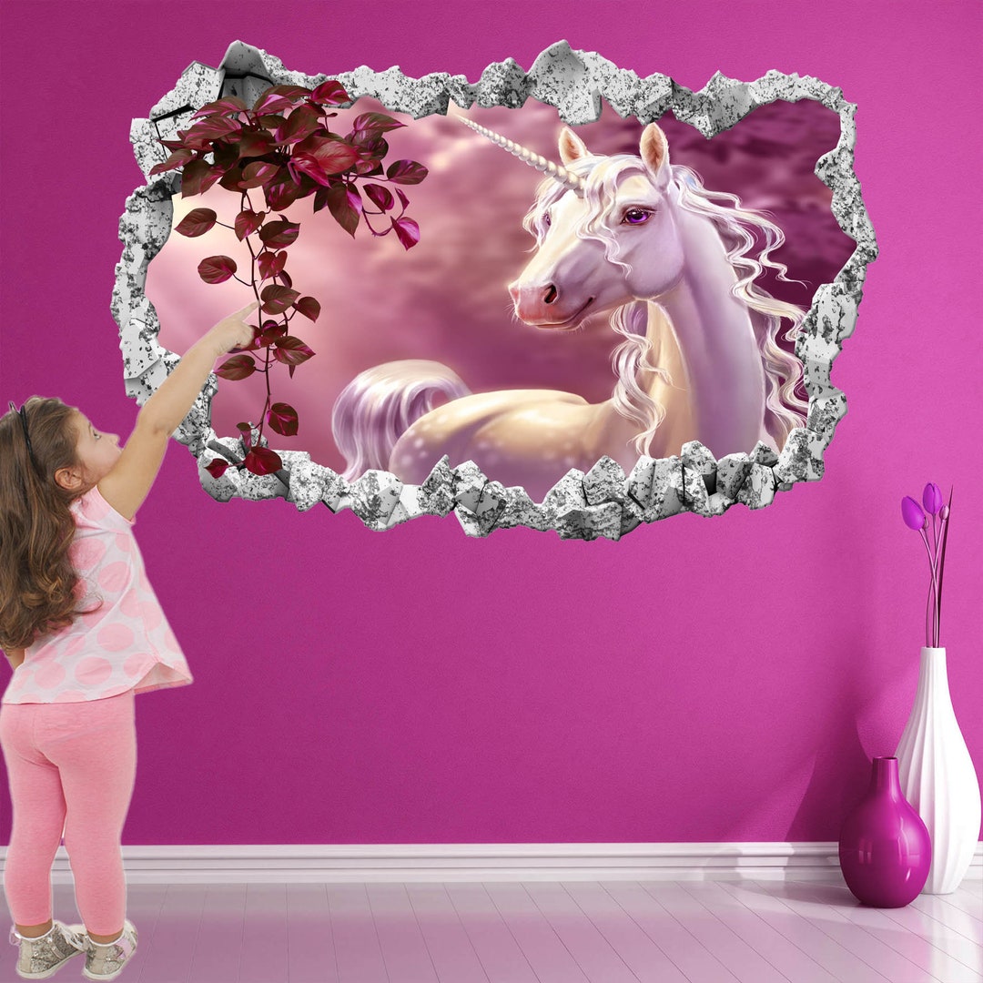 Unicorn Wall Decal Sticker Mural Poster Print Art Kids Girls Bedroom ...