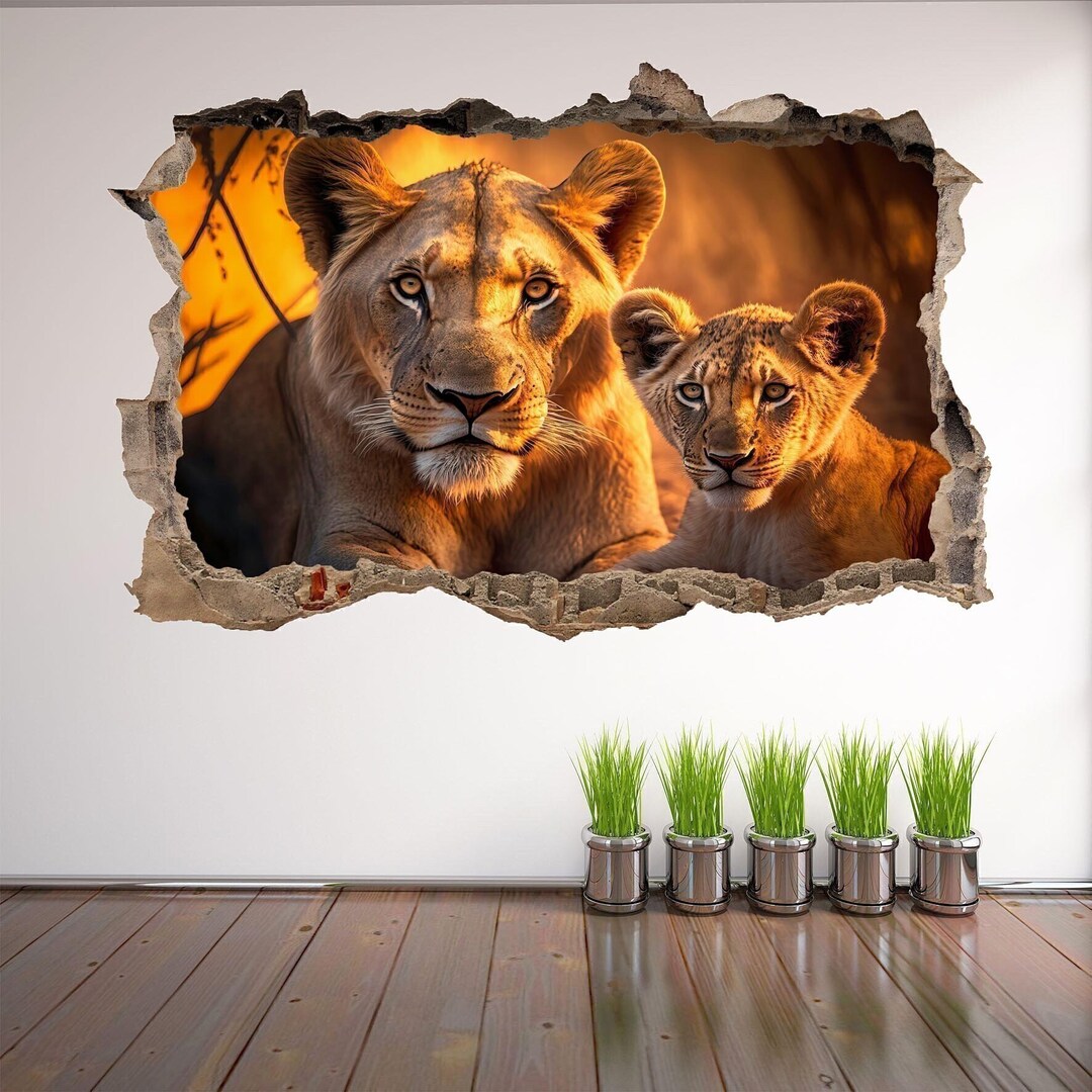 Lioness Cub Wild Animal Wall Decal Sticker Mural Poster Print Art Home ...