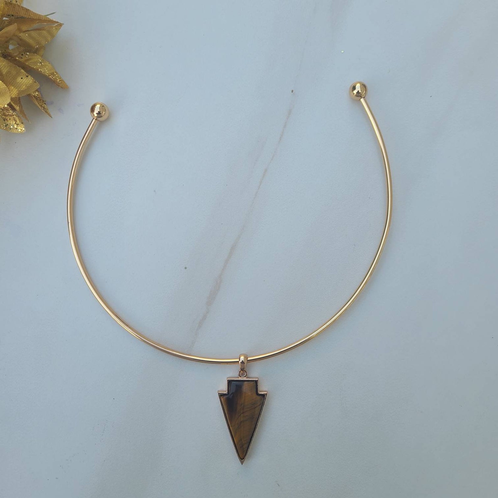 Cuff Pendant Necklace. 14k Gold Plated. Arrow Tip Sedona Etsy UK