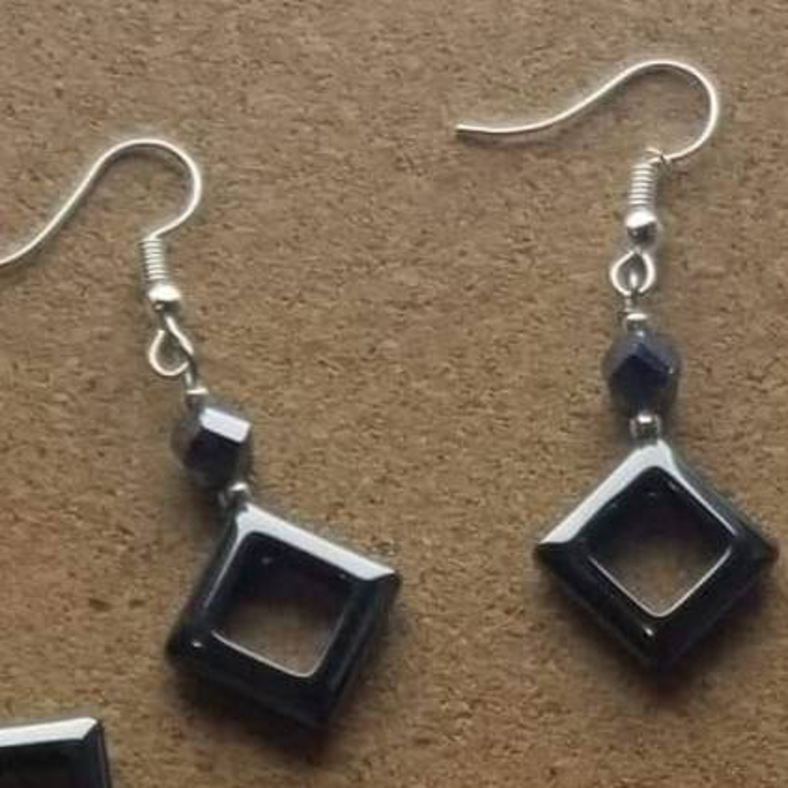 Black Polished Square/diamond Shape Earrings. Gunmetal Etsy New Zealand