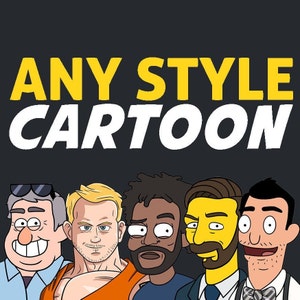 Any style cartoon!! Digital Caricature Portrait, Custom Cartoon in Any Animated Series Style, Anniversary, Birthday, Fans Gift Idea