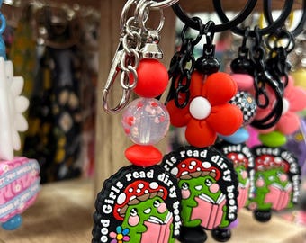 Good Girls Read Dirty Books Keychain Focal Beads Adult Book lover reader
