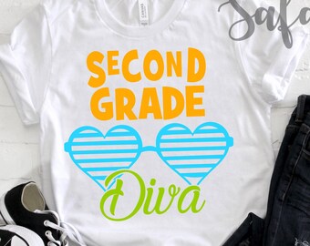 Segunda y vuelta Diva svg, Regreso a la escuela svg, Segundo Grado svg, Chica Escolar svg, Escuela svg, Descarga Instantánea, Cricut svg