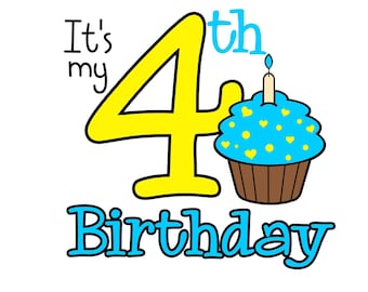 4th Birthday Cupcake SVG, cupcake svg, Instant Download, Cricut svg, silhouette svg, svg cutting files, fourth birthday svg