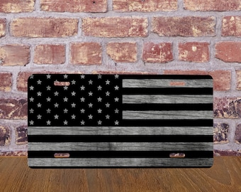 USA Black and Grey Distressed Flag License Plate Sublimation Design Template. Digital Download Files