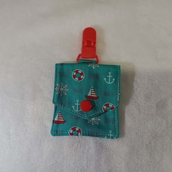 NG Tube Pouch Marine Sailing Symbols on Teal - NG Tube Pocket - Feeding Tube Pouch - Nasogastric Feeding Tube - Tubie Essentials