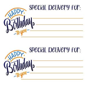 Happy Birthday Gold and Blue Please Deliver To Labels