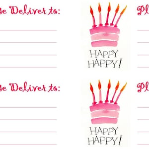 Happy Birthday Pink Cake Please Deliver To Labels