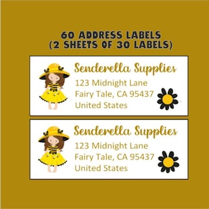 People Girl Brown Hair Bee Dress Hat Address Labels
