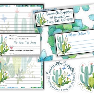 Cactus with Blue Butterfly _ Address, Please Deliver To, Stationery, Stickers and Tag Insert Options :D