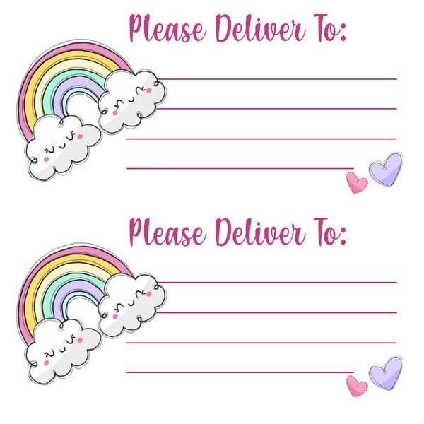 Rainbow with Cloud Smiles Ice Cream Please Deliver To Labels