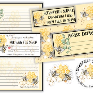 Bee Honey Comb, Address, Please Deliver To, Stationery, Stickers and Tag Insert Options :D