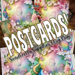 Carte postale papillon par lui-même avec des fleurs pastel