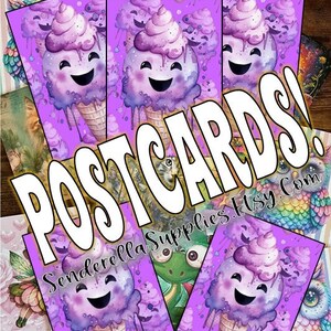 Sourire violet crème glacée 1 (4 identiques) Cartes postales