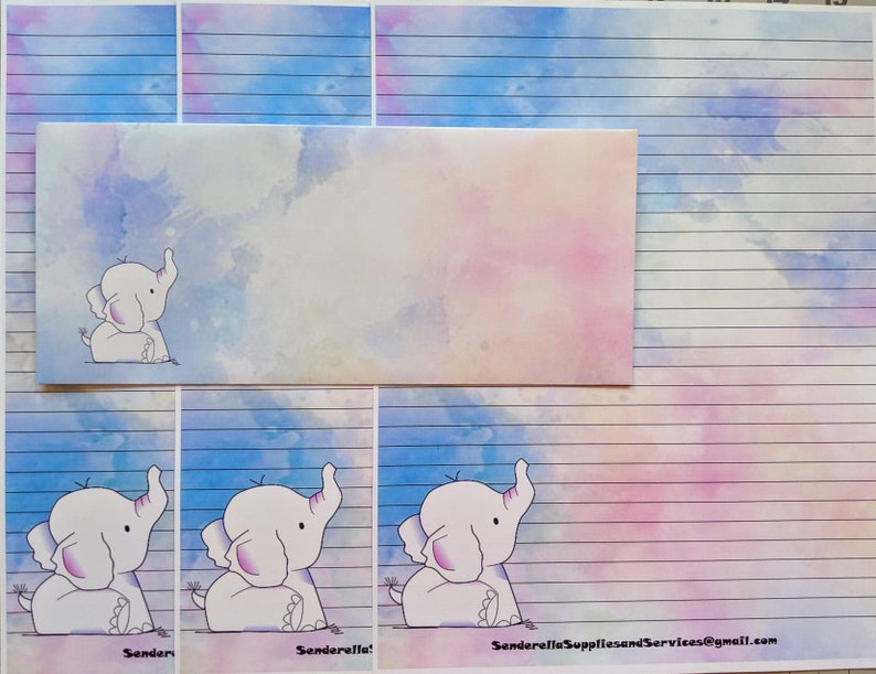 Elephant Large Stationery Sets Pages Only and Envelopes Only
