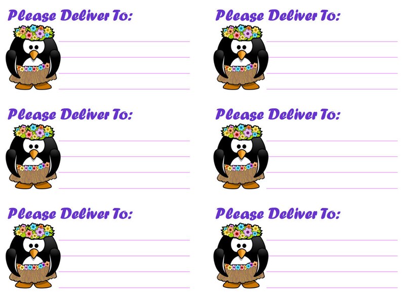 Hula Penguin Please Deliver To