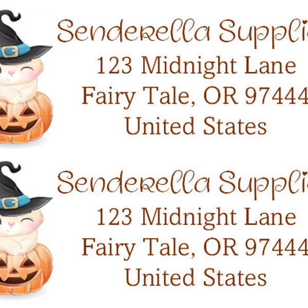 Cat Witch Hat Address Labels To Labels Punkin Crew