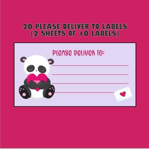 Holiday Valentines Panda Big Heart Theme Please Deliver To Labels