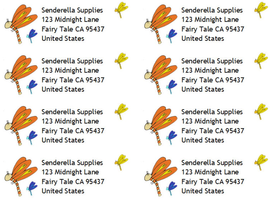 Dragonfly Address Labels Etsy