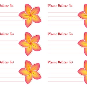 Flower Pink Orange PDT Please Deliver To Labels