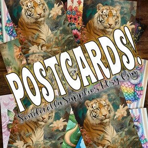 Tiger White Flowers Postkarte