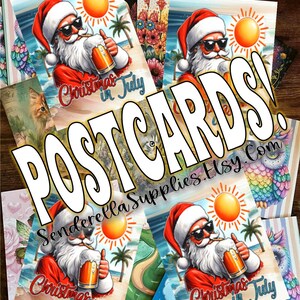 Carte postale Père Noël buvant le 5/29 juillet