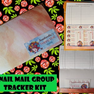 Snail Mail Group Tracker Kit (check book 8.5 x 5.5, 20 tag inserts and 30 group labels)--cover is random colors (stock that is on hand)