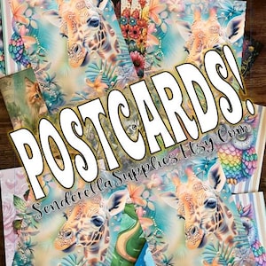 Carte postale girafe et perles