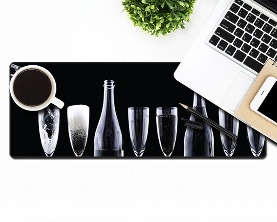 Large Desk Mat Champagne Bottle Champagne Glass Charms Etsy