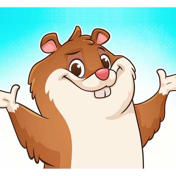 Design personalizzato di un personaggio animale dei cartoni animati, logo mascotte vettoriale