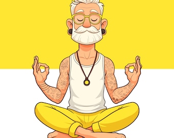 Cartoon Yoga Man Character Clip art Vector Illustration(EPS, SVG, PNG)