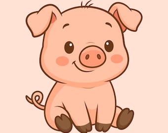 ヘラを持ち、シェフの帽子をかぶった豚、漫画のマスコットイラスト