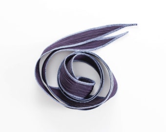 Light Eggplant silk ribbon,hand-dyed crinkled silk ribbon, jewelry making supply, silk wrap