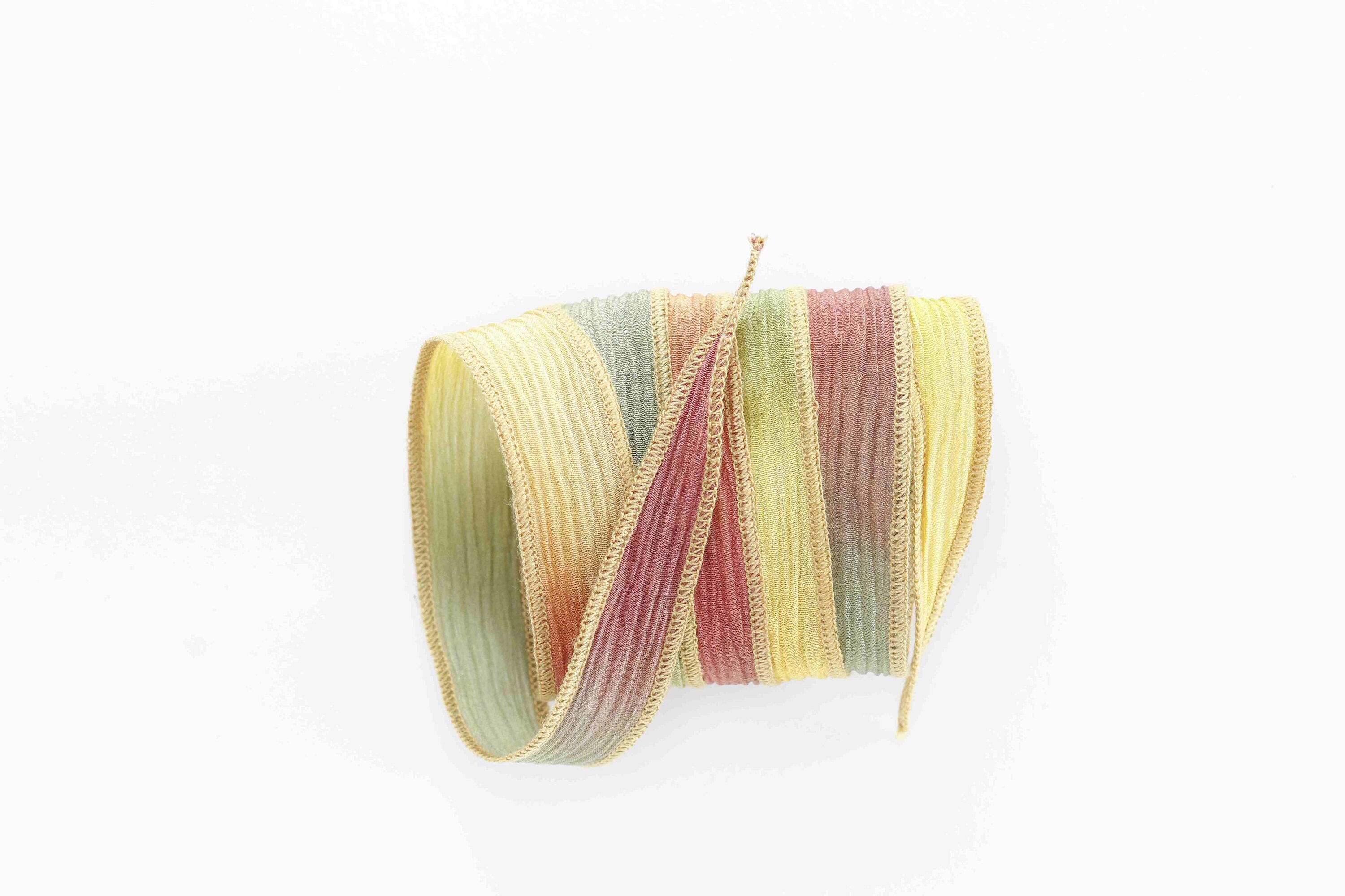Twilight Silk Ribbons Hand Dyed Silk Strings, Crinkle Silk