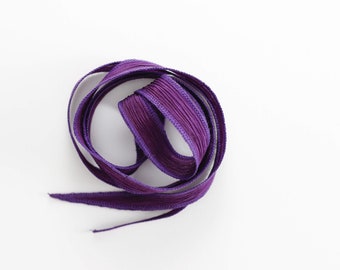 Patrician Purple silk ribbon,hand-dyed crinkled silk ribbon, jewelry making supply, silk wrap