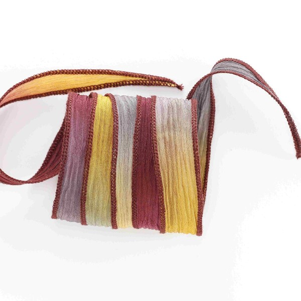 i'm A - Vail -Able silk ribbon,hand-dyed crinkled silk ribbon, jewelry making supply, silk wrap