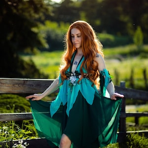 Fairy cosplay costume. Green elven dress