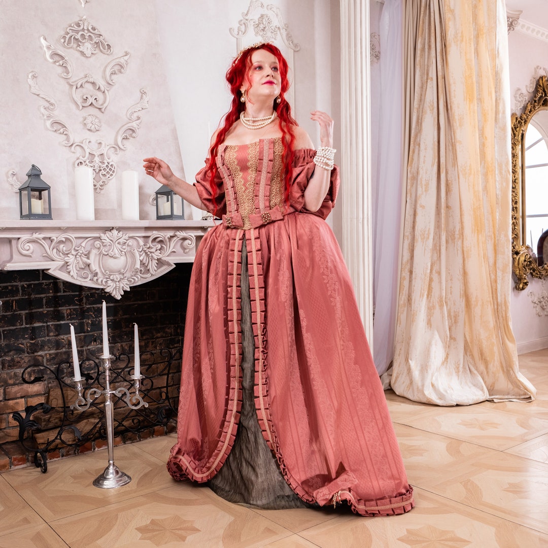 Dress in Rococo Style. Pink Dress on a Corset - Etsy